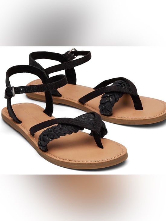 Toms Shoes - Toms Black Braided Ankle-Strap Sandals